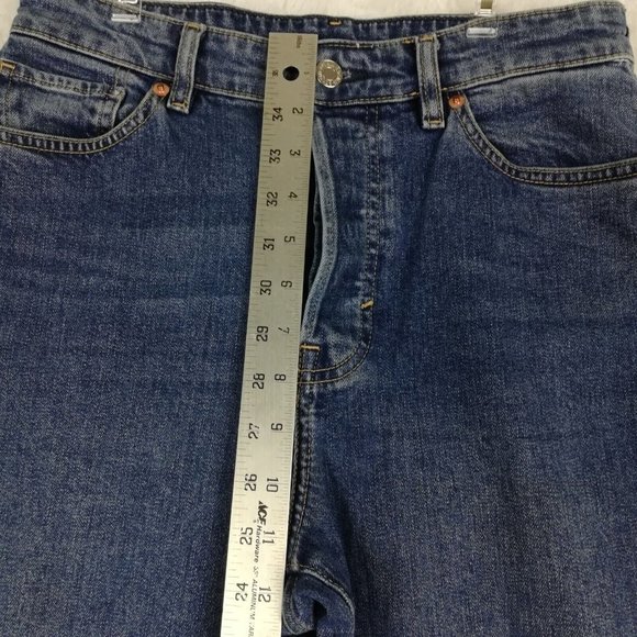 H&M Womens Jeans Mom High Waist Blue Denim Medium Wash Button Fly Stretch 6 - Picture 9 of 13